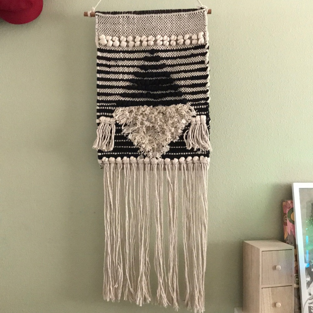 Macrame patterned wall hanging
